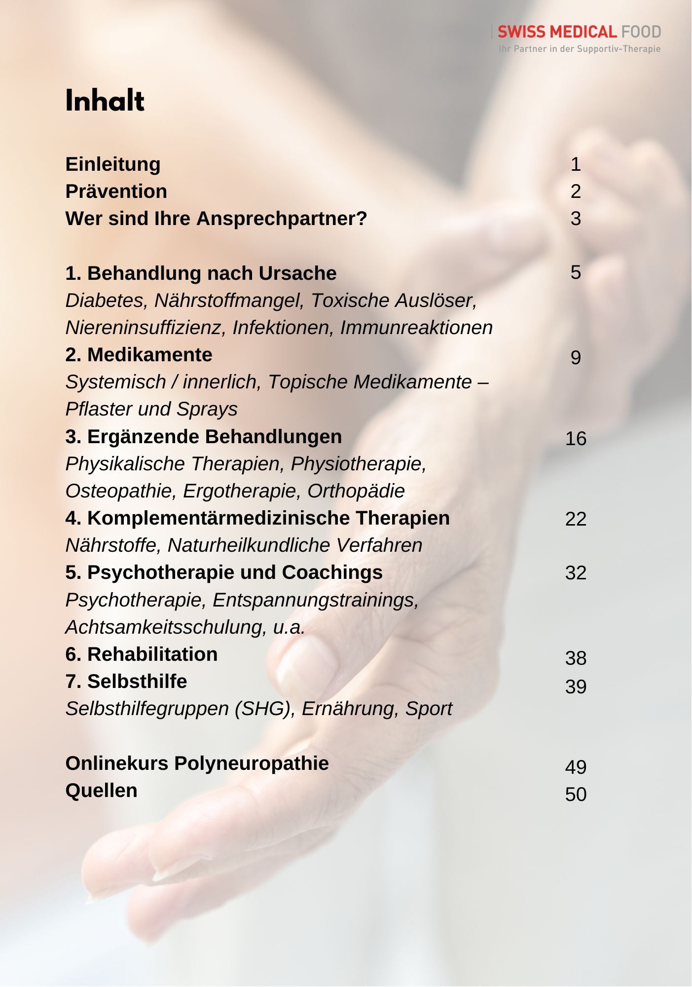 E-Book "Polyneuropathie behandeln" Inhaltsverzeichnis