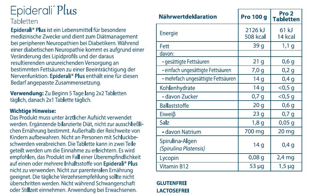 Inhaltsstoffe Epiderali Plus - Packung