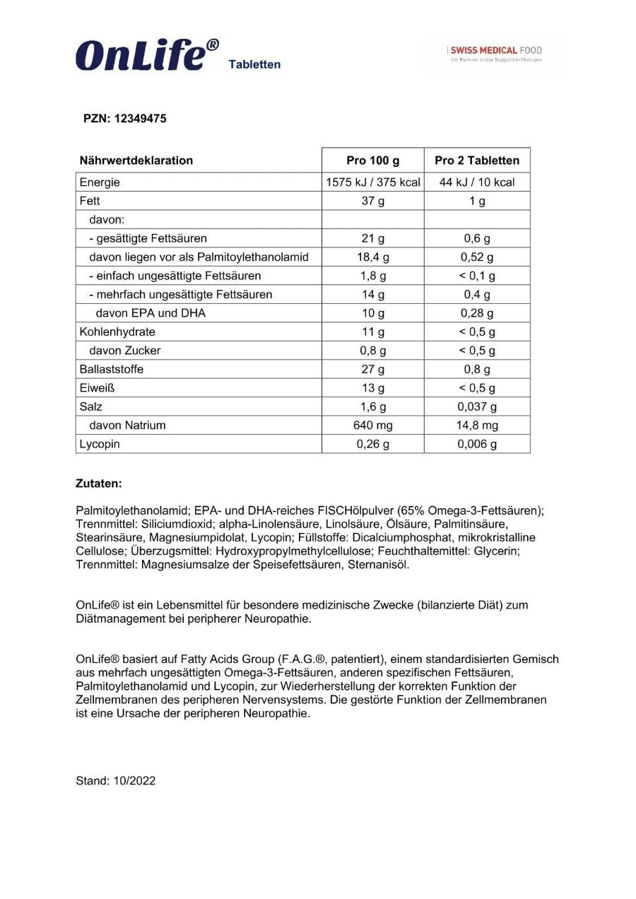 OnLife gegen Polyneuropathie Anwenderkarte