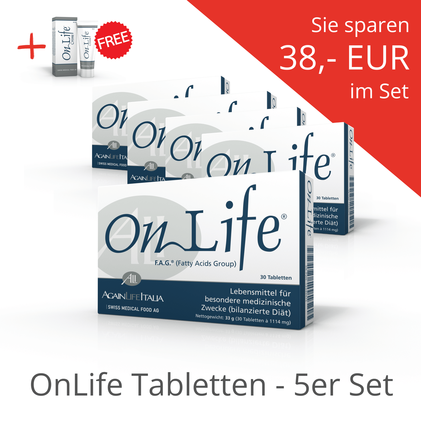 OnLife Tabletten 5er Set mit Rabatt und zusätzlicher gratis Creme