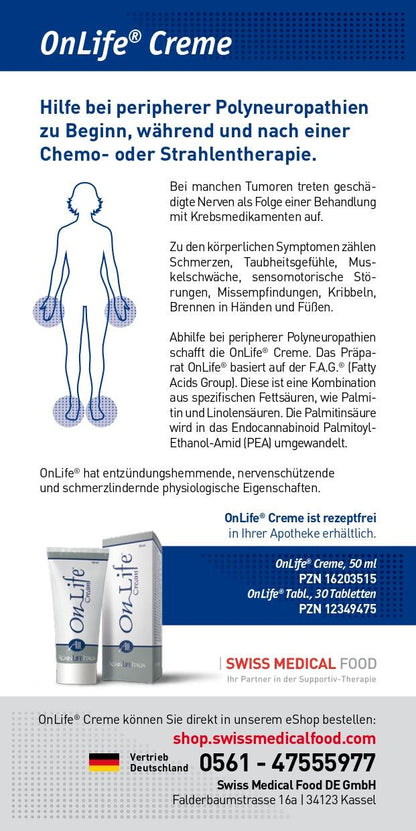 Swiss Medical Food Produktblatt Onlife Creme "Hilfe bei peripherer Neuropathie"